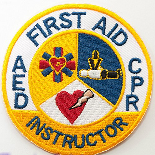 First Aid CPR Instructor Embroidered Iron on Patch   3 inch AED Medic Red Cross Badge Certified DIY Applique