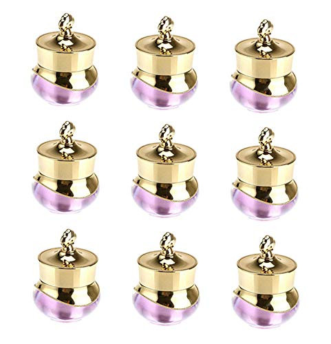 Healthcom 10 Pack 5g 5ml Gold Crown Crystal Cream Bottle Jars Empty Refillable Lip Balm Bottles Cosmetic Cream Jar Pot Holder Travel Cosmetic Lotion Container Makeup Samples for Women Girl Purple