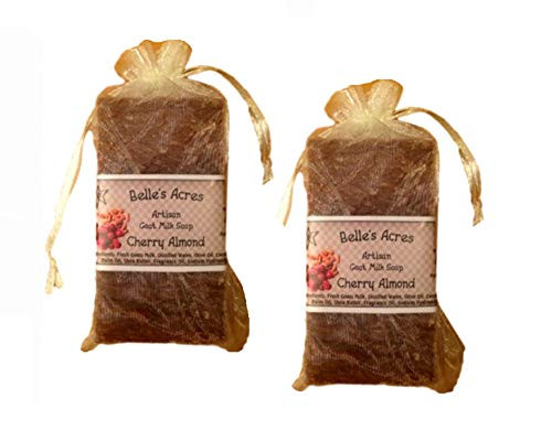 Pack of 2 Artisan Goat Milk Soaps- Cherry Almond -2 Pack - 5 oz bars-