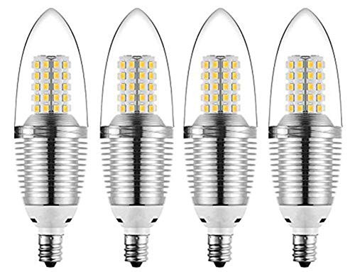 JKLcom E12 LED Candelabra Bulb 12W LED Candle Bulbs 90-100W Light Bulbs Equivalent E12 Candelabra Base Warm White 3000K Non-Dimmable Torpedo Shape Pack of 4