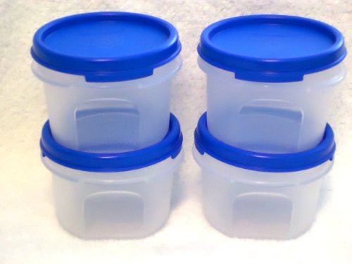 Tupperware Modular Mates Round  1 Brilliant Blue Seals Set of 4