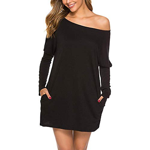 Women s V Neck Patchwork Sweater Long Sleeve Blouse Tops Off Shoulder Pullover Black