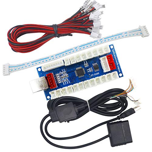 SJAJX Arcade Controller Zero Delay Encoder PCB Board Arcade DIY Kit Joystick Button 5V Power for PC Raspberry Pi Android PS2 PS3