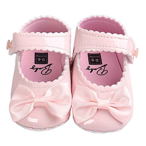 Jshuang Non-Slip Soft Bow Princess Shoes Baby Shoes Baby Shoes Pink  0~18 Month 1 Pair Baby Soft Bottom Shoes -Pink  11-