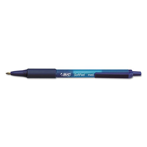 BIC SCSM11BE Soft Feel Retractable Ballpoint Pen  Blue Ink  1mm  Medium  Dozen