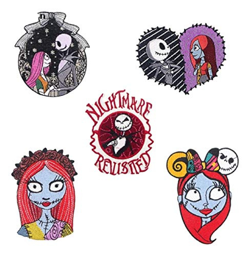 Nightmare Before Christmas Embroidered Iron on Patch Set of 5