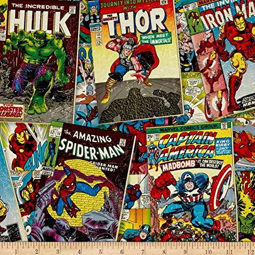 Springs Creative Products Marvel Retro Comics Covers Multi Fabric Sold by 1 2 of a Yard.