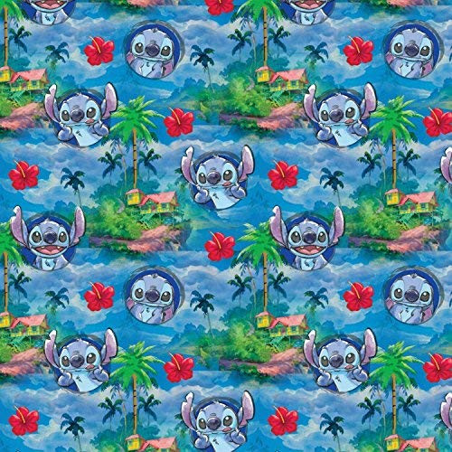 Disney Lilo  and  Stitch 61777 Hawaiian Nights 100 percent  Cotton Sold by 1 2 of a Yard.