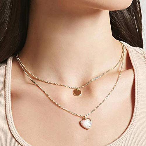 Jovono Multilayered Heart Sequin Pendant Necklaces Fashion Necklace Chain Jewelry for Women and Girls -Gold- Jovono Multilayered Heart Sequin Pendant Necklaces Fashion Necklace Chain Jewelry for Women and Girls -Gold-