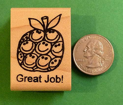 Great Job Apple - Teacher s Wood Mounted Rubber Stamp - Rubber Stamp Wood Carving Blocks