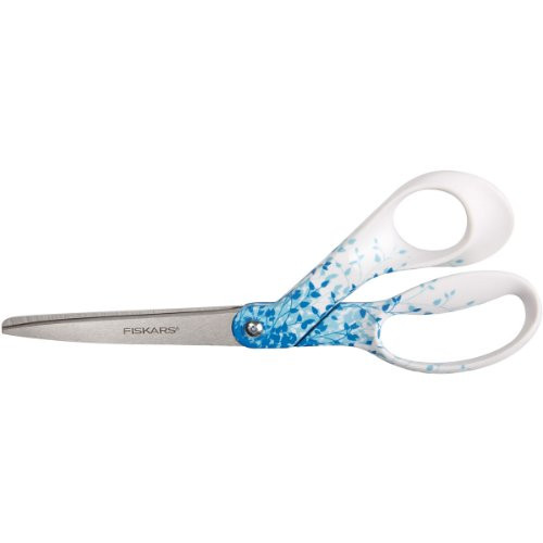 Fiskars Blue Floral Designer Bent Scissors 8 inch
