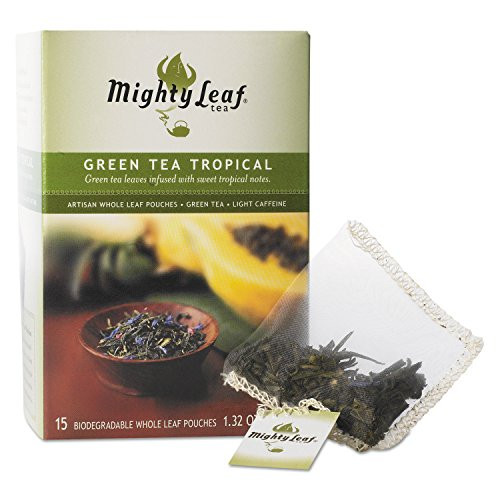 MIGHTY LEAF TEA CO 30002 Whole Leaf Tea Pouches  Green Tea Tropical  15 Box