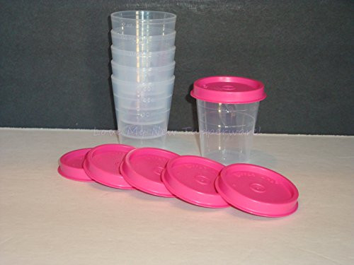 Tupperware Classic Sheer Midgets Set of 6  Pink Seals