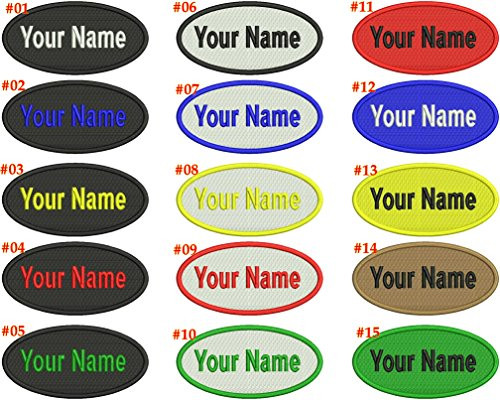 Personalized Custom Oval Embroidered Name Tag Sew Iron On Patch -MA11708-