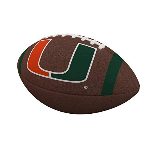 Logo Brands NCAA Miami Hurricanes Team Stripe Official-Size Composite Football Brown Logo Brands NCAA Miami Hurricanes Team Stripe Official-Size Composite Football Brown