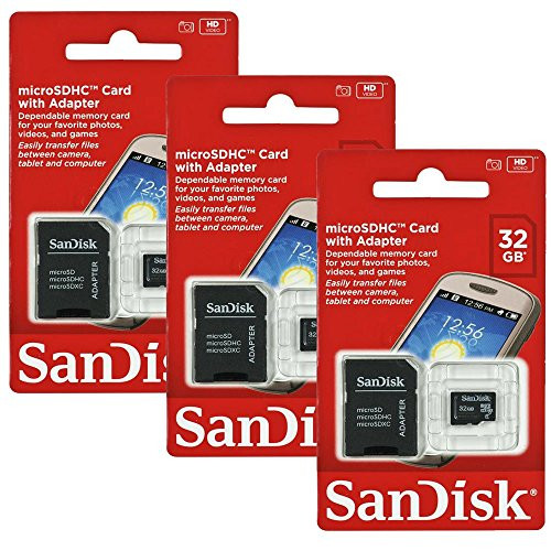 3x Genuine SanDisk 32GB MicroSDHC High Speed Class 4 Card with MicroSD to SD Adapter 3x Genuine SanDisk 32GB MicroSDHC High Speed Class 4 Card with MicroSD to SD Adapter