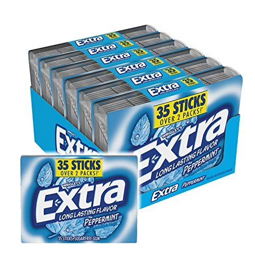 EXTRA Gum Peppermint Sugarfree Chewing Gum Mega Pack  35 Sticks -Pack of 6-  1 Pack of 6