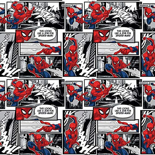 Springs Creative Marvel Avengers Spider-Man Comic Panels Black White Premium Quality 100 percent  Cotton Fabric by The Yard.