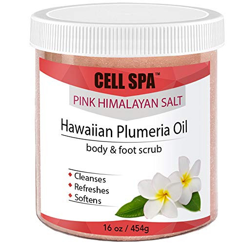 16 oz Exfoliating Hawaiian Plumeria Oil Infused With Organic Essential Oils Body and Foot Scrub With Pink Himalayan Salt For Skin Care Natural Anti-Cellulite Acne Stretch Marks Wrinkles and Scars 16 oz Exfoliating Hawaiian Plumeria Oil Infused With Organic Essential Oils Body and Foot Scrub With Pink Himalayan Salt For Skin Care Natural Anti-Cellulite Acne Stretch Marks Wrinkles and Scars