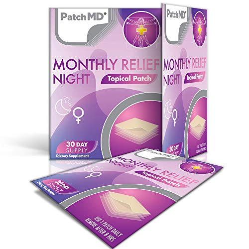 PatchMD - PMS Night Topical Patch - Natural Night time Relief of Premenstrual Syndrome - eases Tension  Cramps  Bloating  and  Irritability - 30 Day Supply