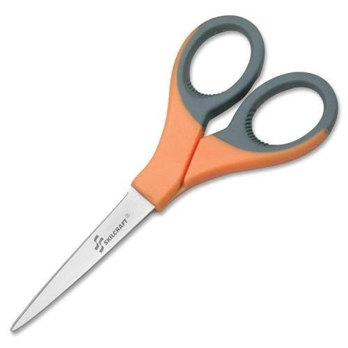 Skilcraft 5110012414375 Sewing Scissors - 3 inch Cutting Length - 6.62 inch Overall Length - Left Right - Stainless Steel  Plastic - Orange  Black