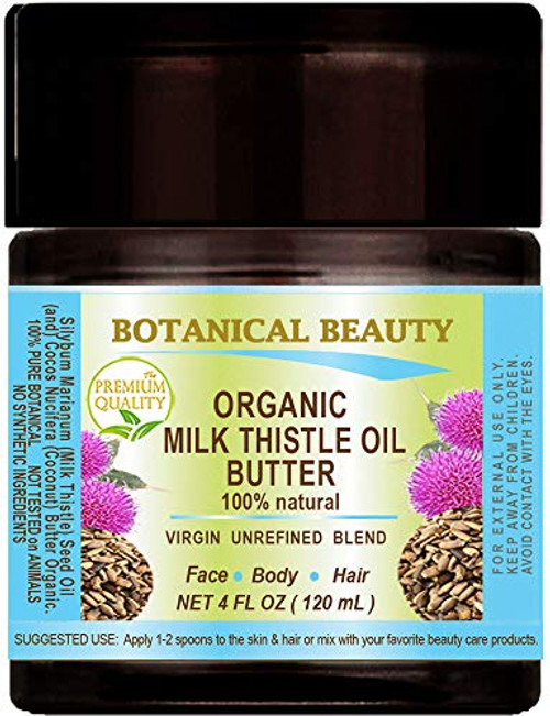 MILK THISTLE OIL BUTTER Silybum marianum 100 percent  Natural 4 Fl.oz.- 120 ml for FACE  SKIN  BODY  HAIR  NAILS  Foot Care. Foot Oil butter  Antioxidant Skin Moisturizer by Botanical Beauty
