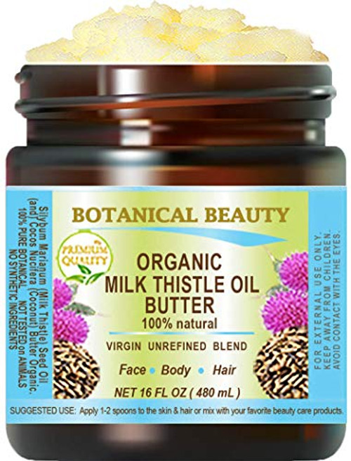 MILK THISTLE OIL BUTTER Silybum marianum 100 percent  Natural 16 Fl.oz.- 480 ml for FACE  SKIN  BODY  HAIR  NAILS  Foot Care. Foot Oil butter  Antioxidant Skin Moisturizer by Botanical Beauty