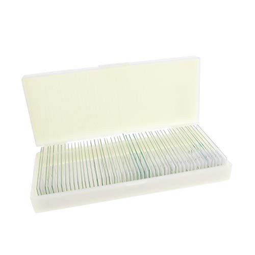 MonMed Prepared Microscope Slides - 50 Pc Plant and Animal Microscope Sample Kit with Plastic Microscope Slide Box