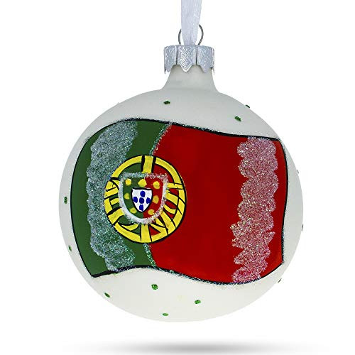 BestPysanky Flag of Portugal Glass Ball Christmas Ornament