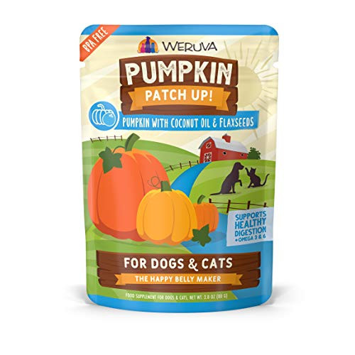 Weruva Pumpkin Patch Up!  Pumpkin with Coconut Oil  and  Flaxseeds for Dogs  and  Cats  2.8oz Pouch -Pack of 12-