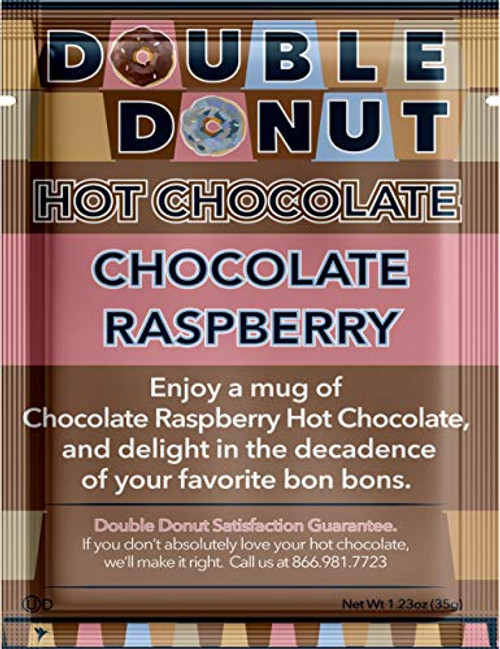 Double Donut Flavored Hot Chocolate  Raspberry Hot Chocolate  Hot Chocolate Packets  Hot Cocoa Mix  Pack 32 Pouches per Pack