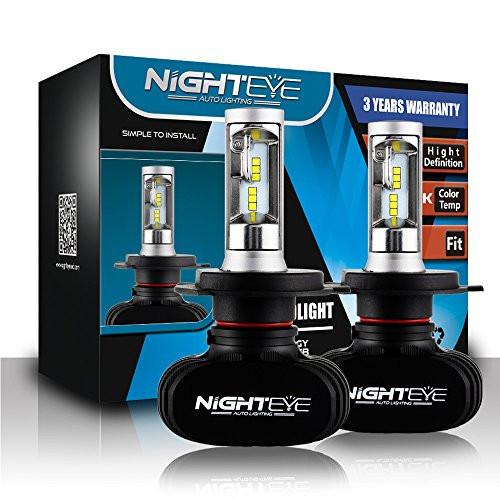 NIGHTEYE H4 (9003?HB2) LED Headlight Bulbs Conversion Kit.Dual Beam Head Light, HID or Halogen Head light Replacement,Headlamp Kit 50W 8000lm 6500K White, 1 Pair- 2 Year Warranty