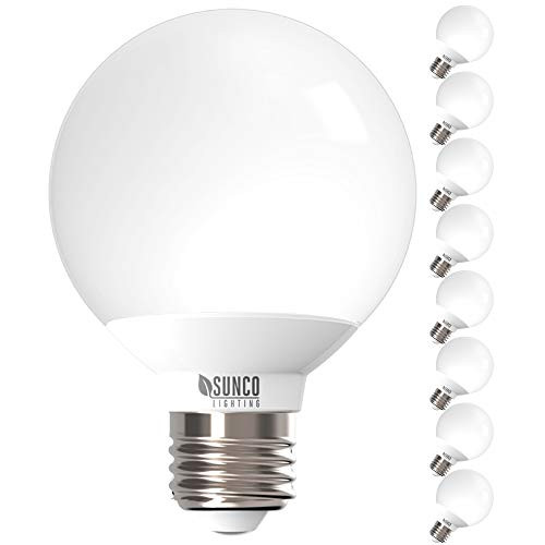 Sunco Lighting 8 Pack G25 LED Globe  6W 40W  Dimmable  450 LM  5000K Daylight  E26 Base  Ideal for Bathroom Vanity or Mirror - UL  and  Energy Star