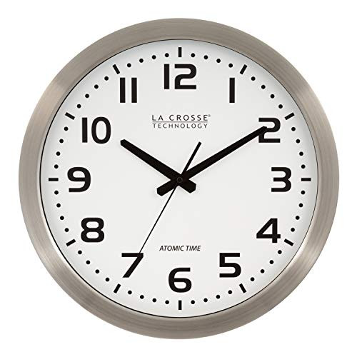La Crosse Technology WT-3161WH 16 Inch Stainless Steel Atomic Clock - White Dial