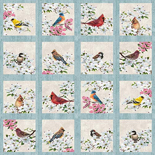 Northcott Joys of Spring Joys of Spring Blocks Cream Multi Fabric by The Yard