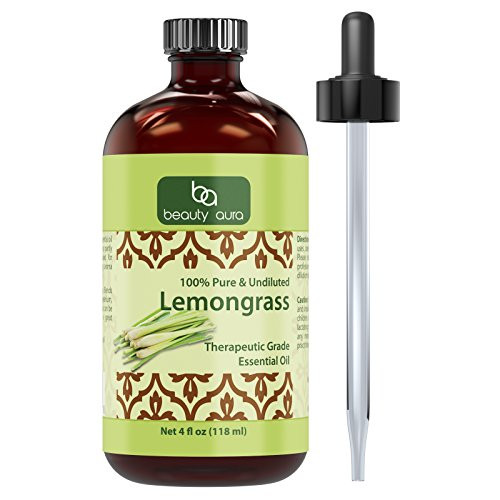 Beauty Aura Lemongrass Essential Oil * 4 Oz. Bottle * 100 percent Pure Undiluted Therapeutic Grade Oils * Ideal for Aromatherapy * Great Quality Great Value! Beauty Aura Lemongrass Essential Oil * 4 Oz. Bottle * 100 percent Pure Undiluted Therapeutic Grade Oils * Ideal for Aromatherapy * Great Quality Great Value!