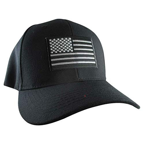 AffinityAddOns Reflective US Flag Hat  Black Baseball Cap  Embroidered Patch