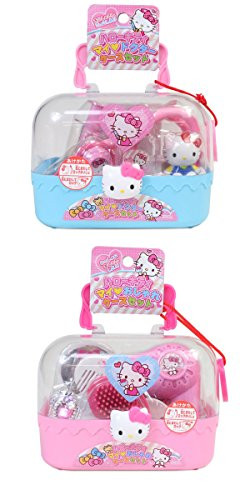 2 Hello Kitty Pink and Blue Cases Filled with Accessories - Doctor and Stylish Accessory Sets (Japan Import)