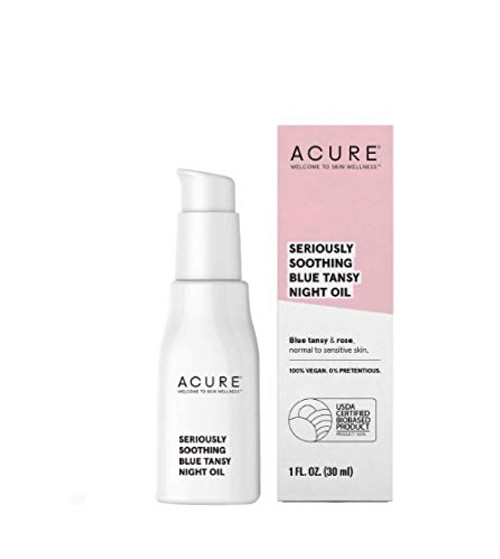 Acure Seriously Soothing Blue Tansy Night Oil 100 percent Vegan For Dry To Sensitive Skin Blue Tansy and Rose Oil 1 Fl Ounce -- EB1121 Acure Seriously Soothing Blue Tansy Night Oil 100 percent Vegan For Dry To Sensitive Skin Blue Tansy and Rose Oil 1 Fl Ounce -- EB1121