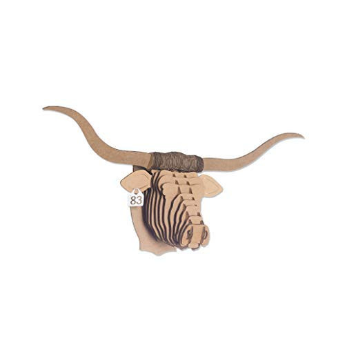 Cardboard Safari Recycled Cardboard Animal Taxidermy Longhorn Trophy Head  Tex -Micro  Brown-