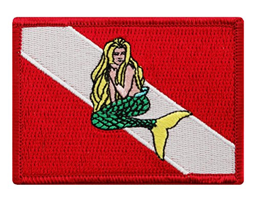Mermaid Diver Down Flag Patch Embroidered Iron On Scuba Diving Emblem Souvenir