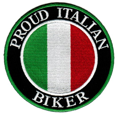 Proud Italian Biker Embroidered Patch Italy Flag Iron-On Motorcycle Emblem