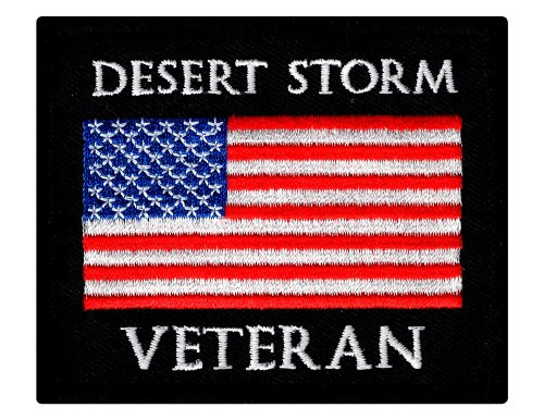 Desert Storm Veteran Embroidered Patch US Military Vet Iron-On Emblem Flag