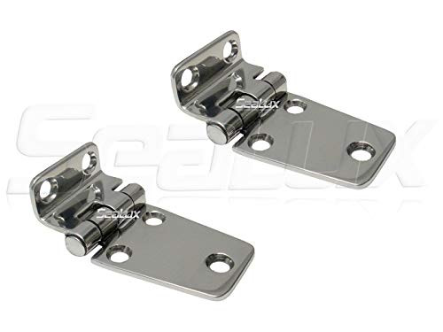 SeaLux Marine Stainless Steel Offset Short Side 2-5 8 inch x 1-1 2 inch Hinges -Pair-