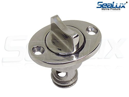 SeaLux 316 SS Oval Captive Garboard Drain Plug 1 inch Hole Fitting with Water Tight O Ring Seal
