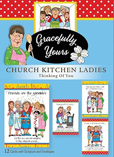 Gracefully Yours Church Kitchen Ladies Thinking of You Greeting Cards Illustrated by Tina Ledbetter  12  4 Designs 3 Each with Scripture Message