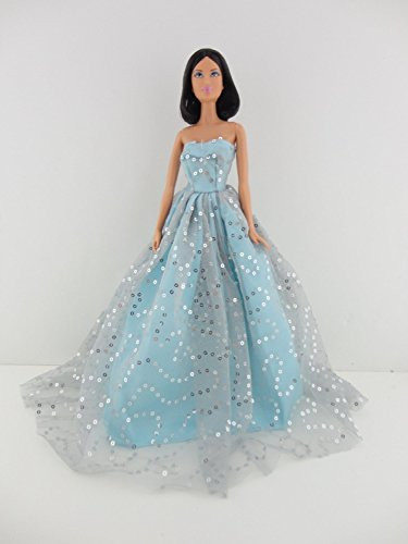 Light Blue Ball Gown with Lots of Sparkle Made to Fit Barbie Doll