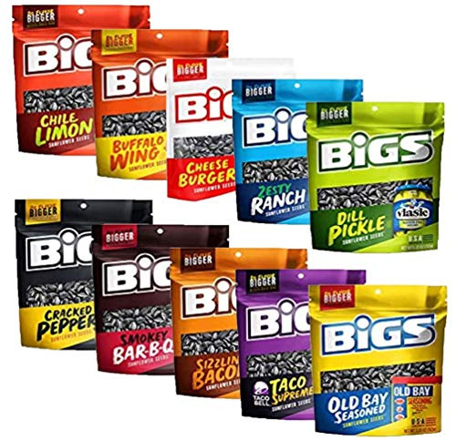 BIGS Sunflower Seeds Variety Gift Sampler - Old Bay Seasoning Sizzlin Bacon Buffalo Wing Cheeseburger and more BIGS Sunflower Seeds Variety Gift Sampler - Old Bay Seasoning Sizzlin Bacon Buffalo Wing Cheeseburger and more