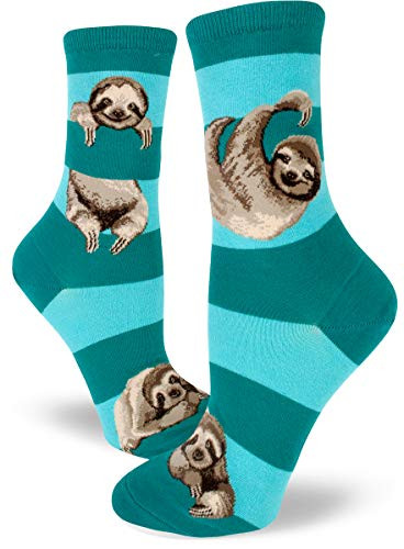 ModSocks Women s Sloth Stripe Crew Socks in Teal