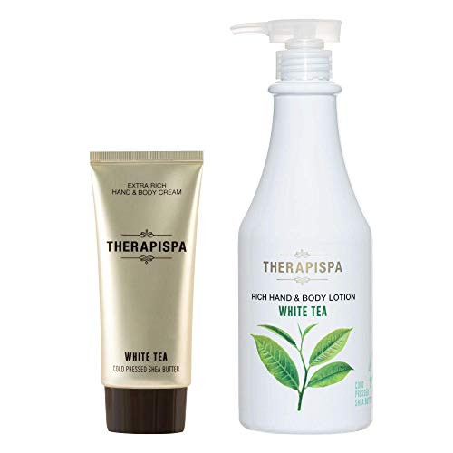 -THERAPISPA- Ultra Moisturizing Shea Butter Hand  and  Body Cream  Plus  Lotion Bundle Pack - White Tea  Certified Professional  1.7 fl oz  Plus  25.4 fl oz